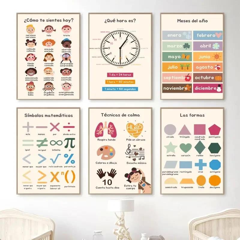 Kids Education Alphabet Numbers - Plakat edukacyjny w stylu boho z