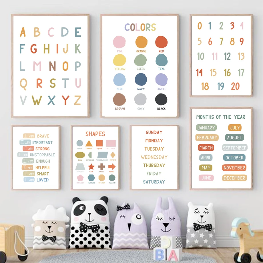 Kids Education Alphabet Numbers - Plakat edukacyjny dla dzieci: alfabet, cyfry,
