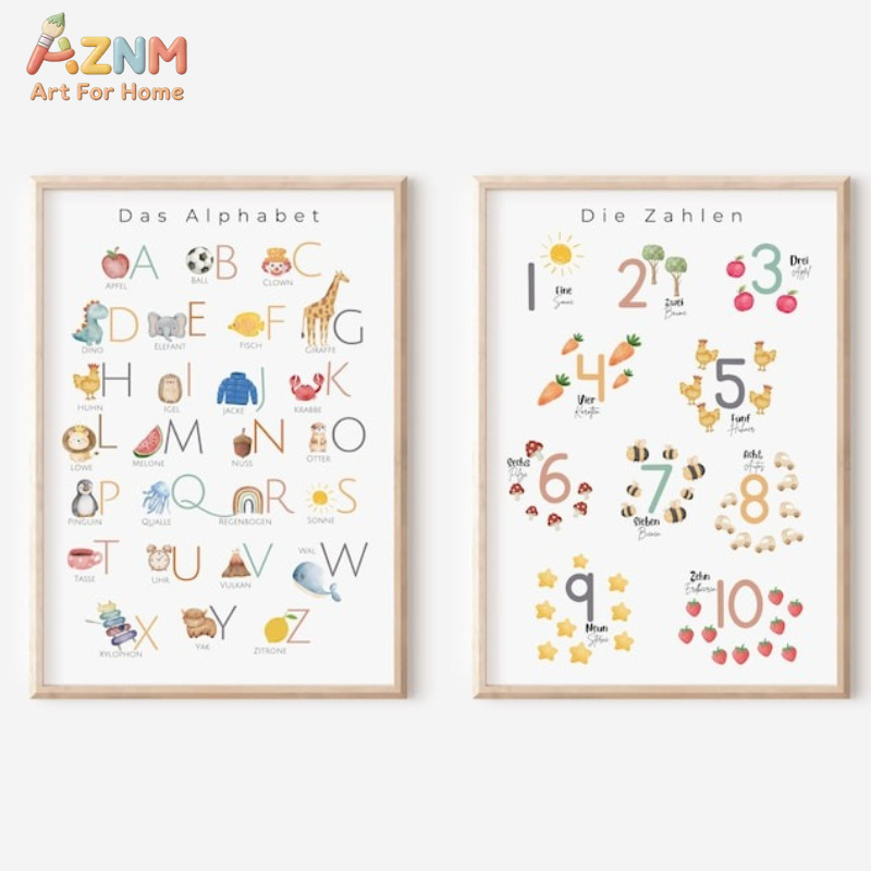 Kids Education Alphabet Numbers - AZNM Niemiecki Alfabet i Cyfry na
