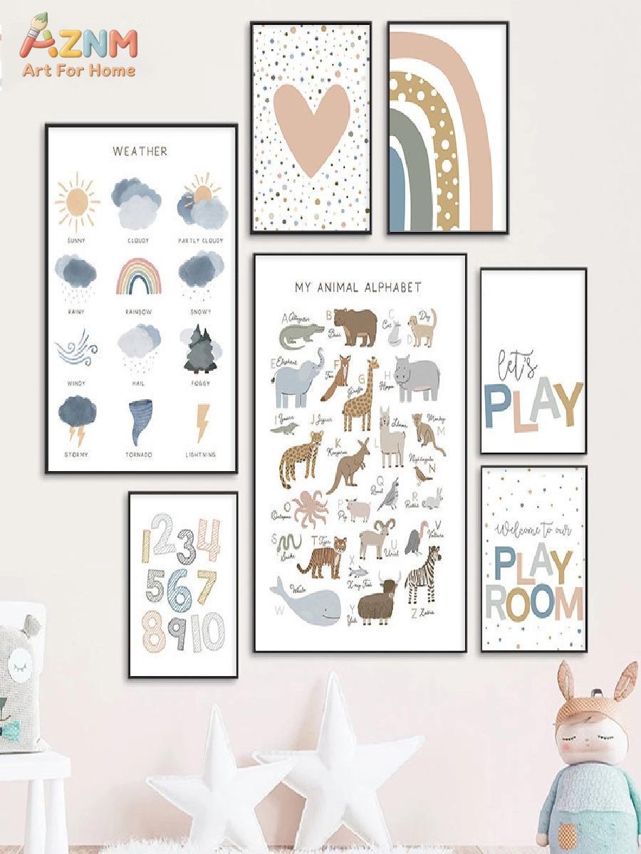 AZNM Boho Edukacyjny Obraz na  – Kids Education Alphabet Numbers recenzja i cena