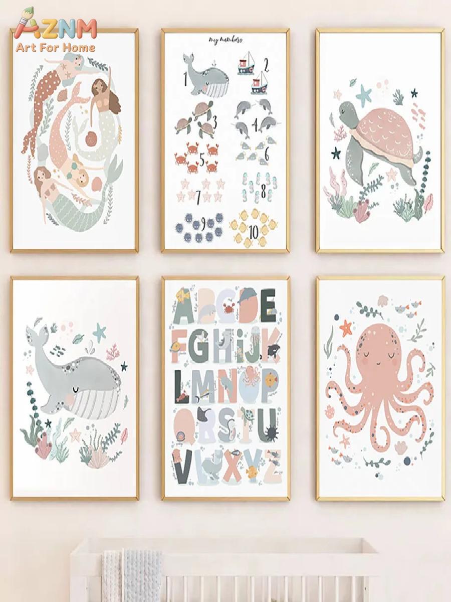 AZNM Obraz na płótnie z motywe – Kids Education Alphabet Numbers recenzja i cena