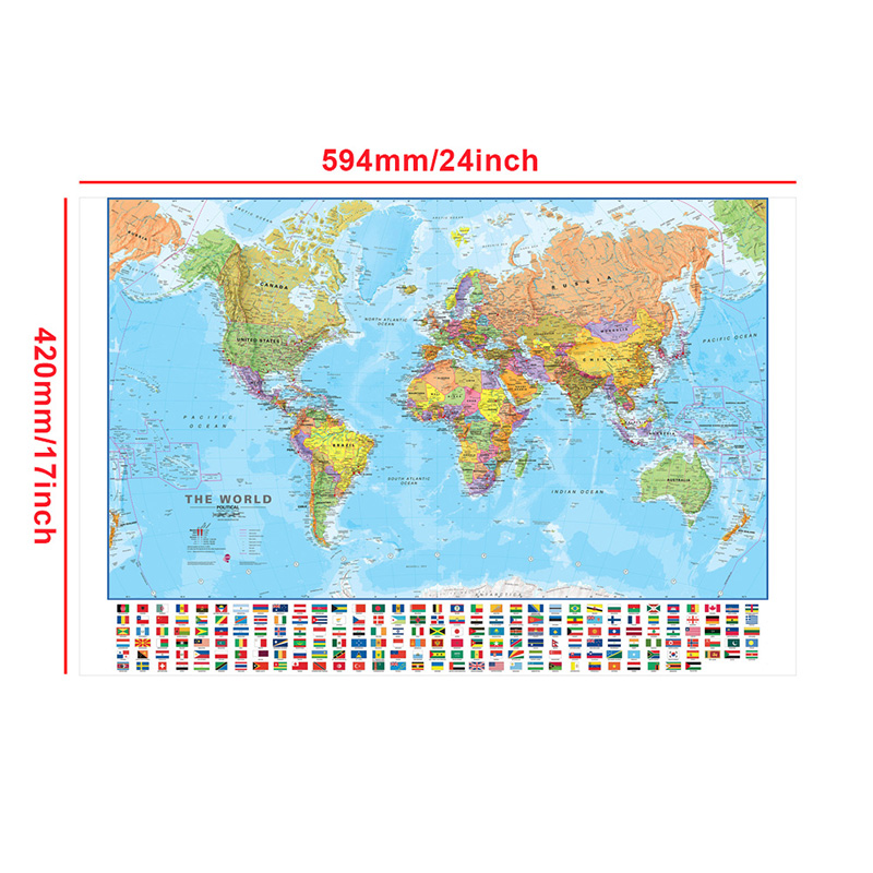 A2 Mapa świata 59 * 42 cm z fl – Kids Educational Posters recenzja i cena