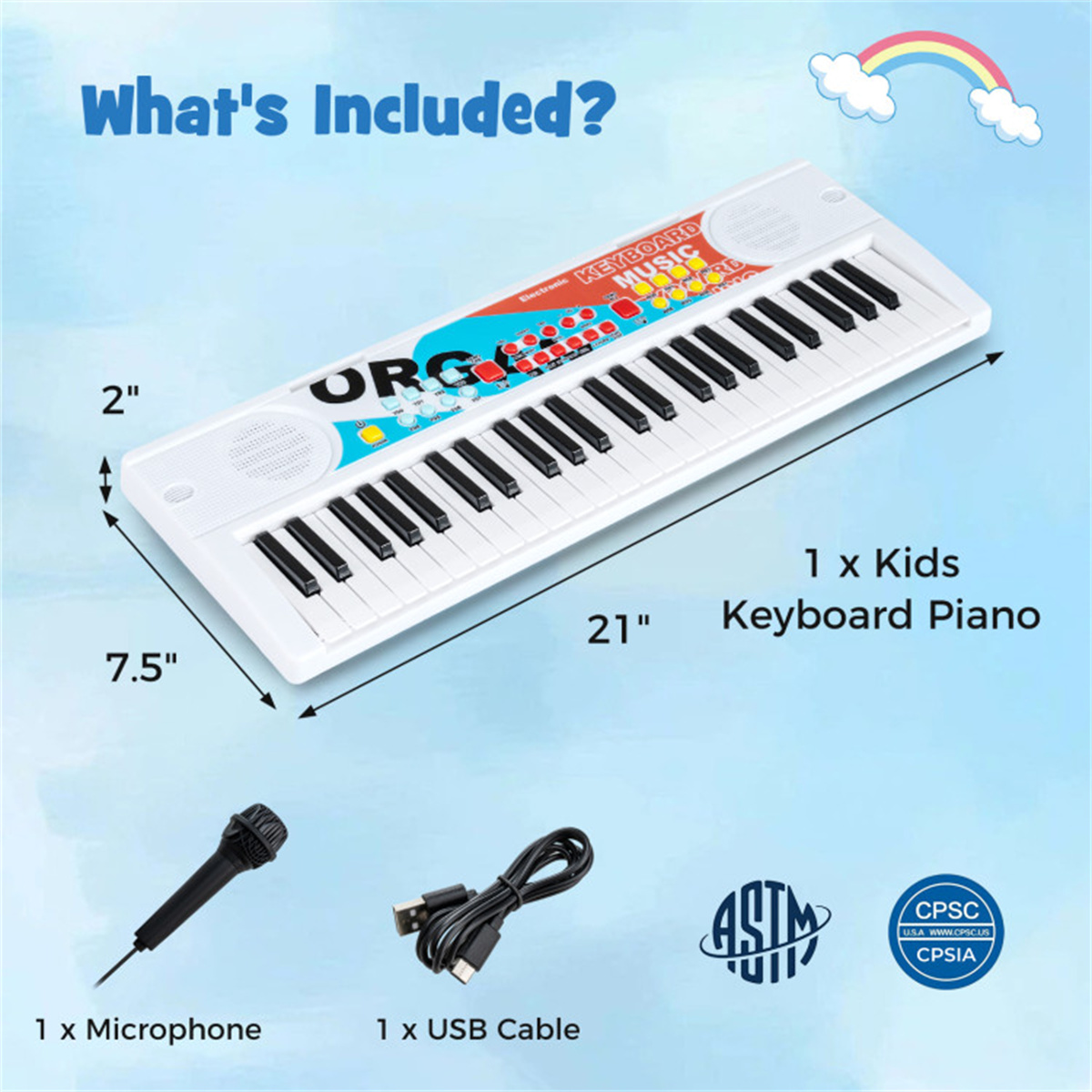 49 klawiszy, elektroniczna kla – Kids Education Music recenzja i cena