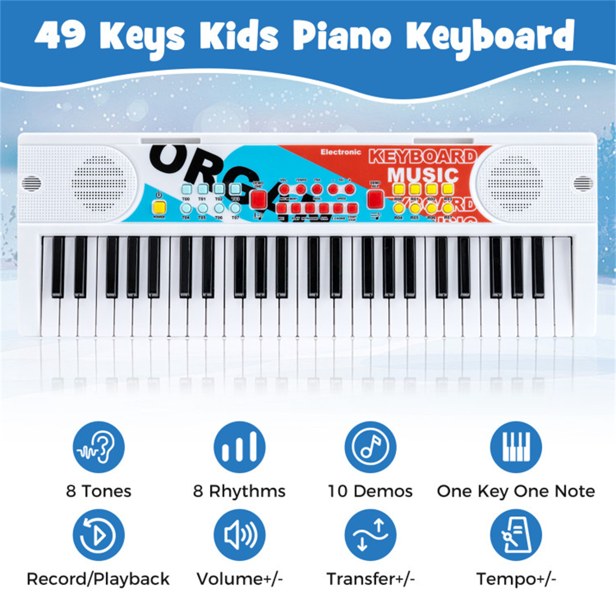 49 klawiszy, elektroniczna kla – Kids Education Music recenzja i cena